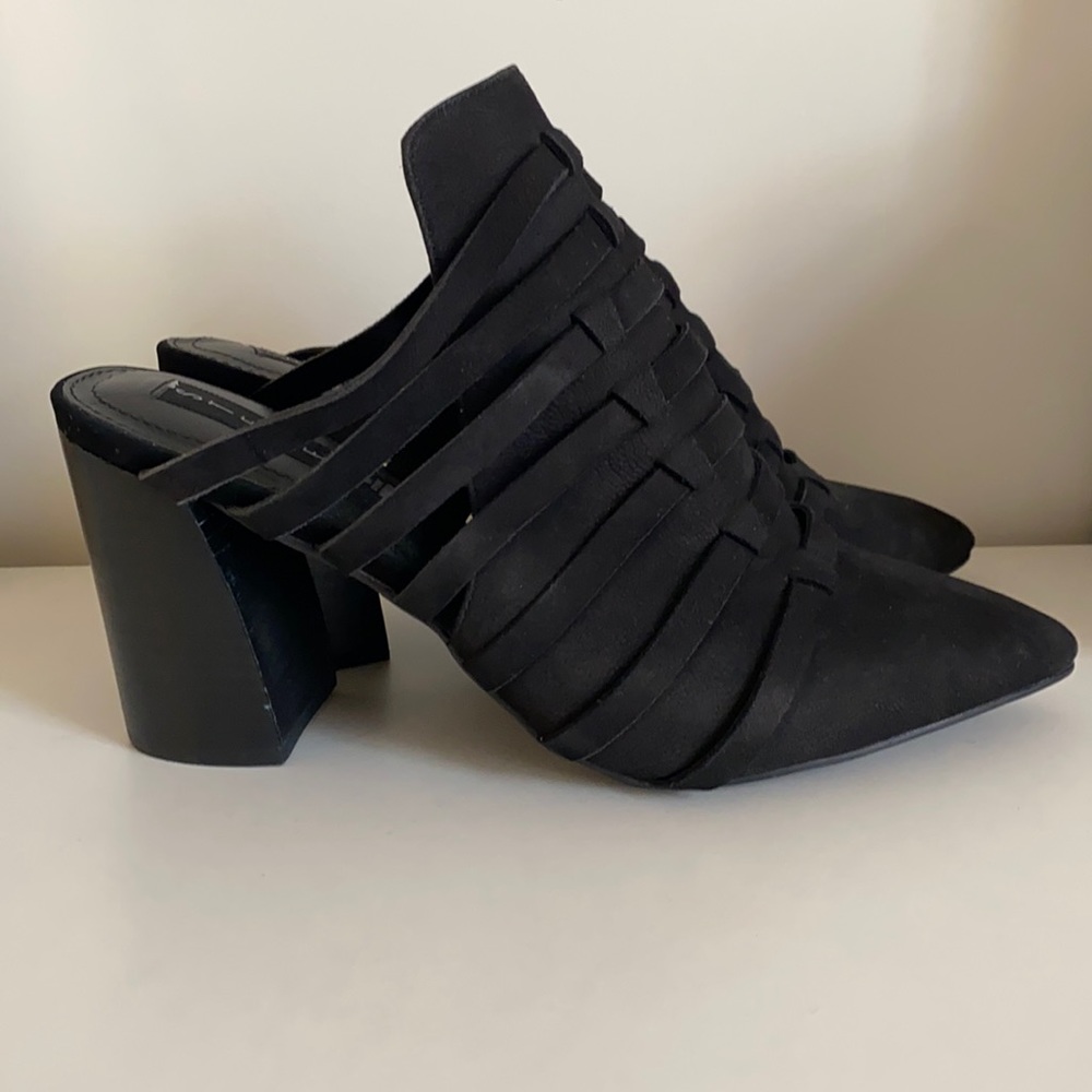 Steven by Steve Madden Black Nubuck Mule Sandals